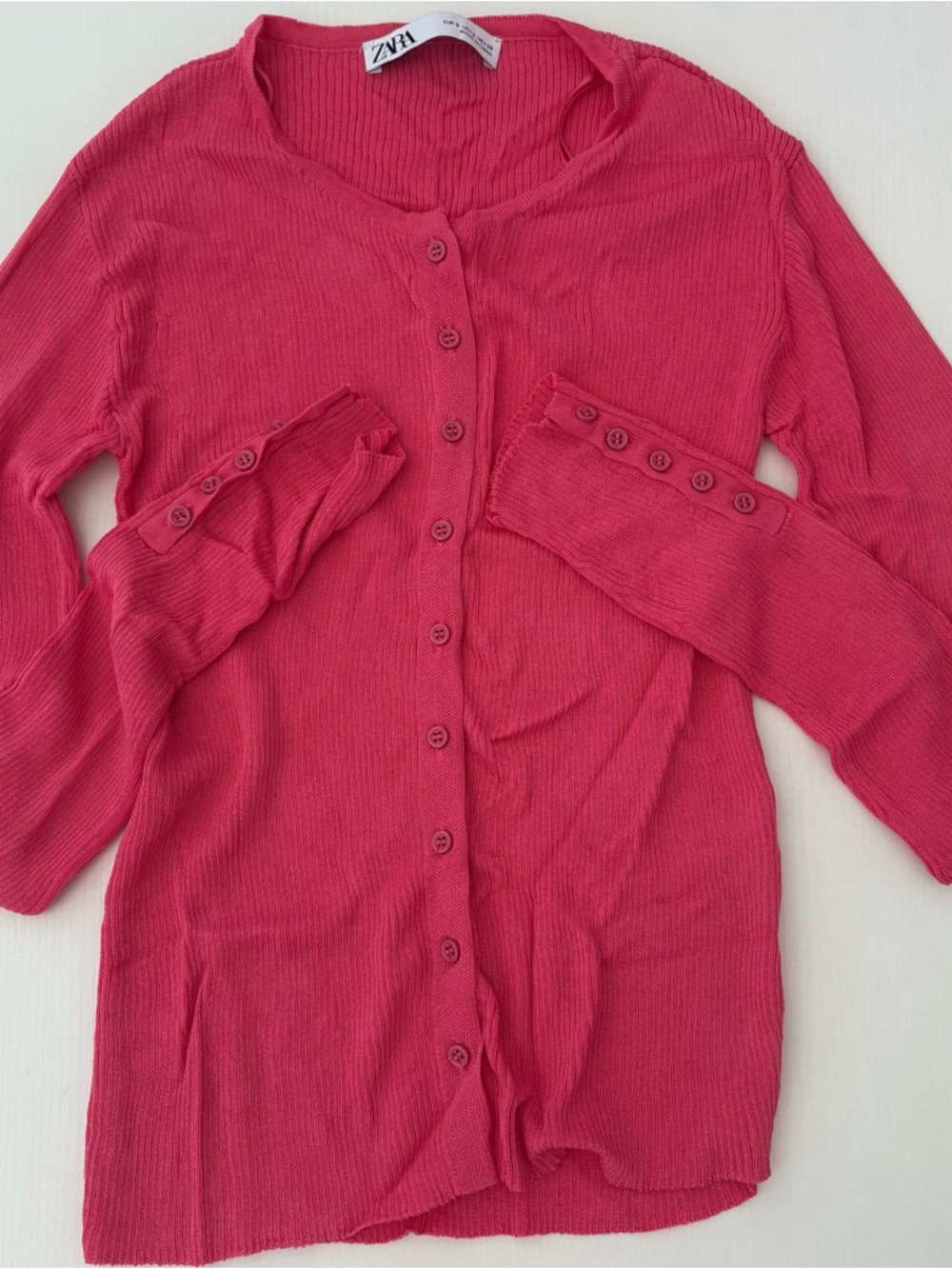 Zara Fuchsia Buttoned Ribbed Top size S